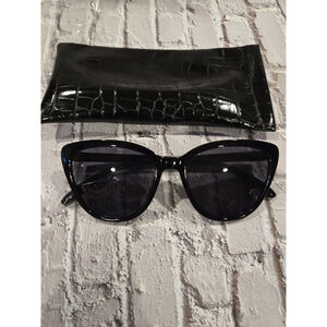 RACHEL ZOE Nina Cat Eye Sunglasses Black Slightly Oversized Classic NWT